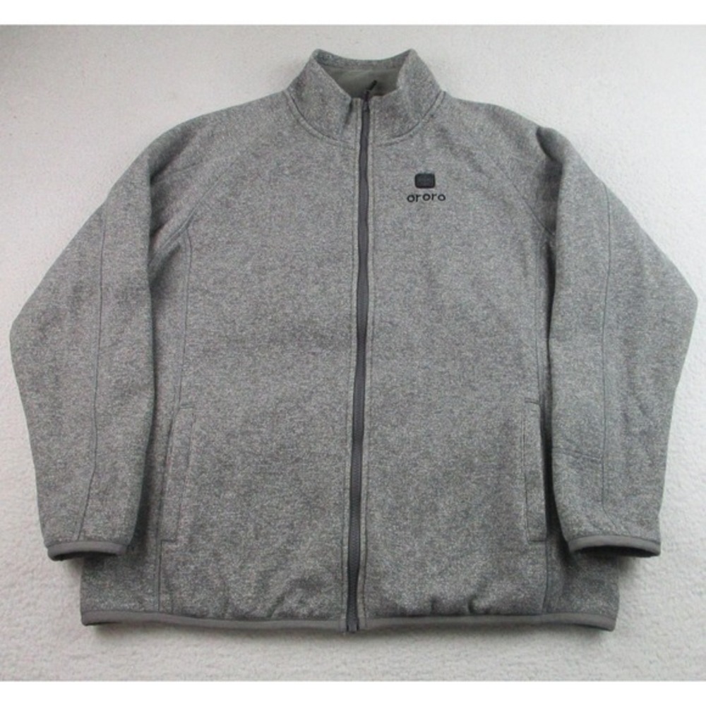 ORORO Heated Fleece Jacket Mens Large Gray Full Zip Battery‎ Powered Lined Warm